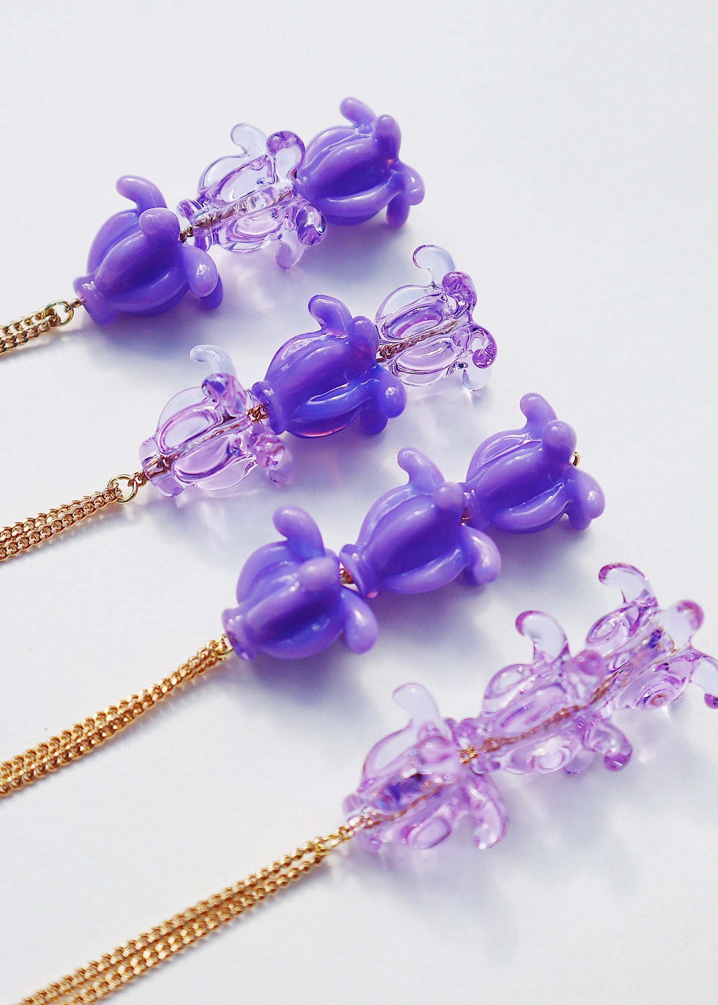 Crown Flower Drop Necklace with 3 Glass Pua