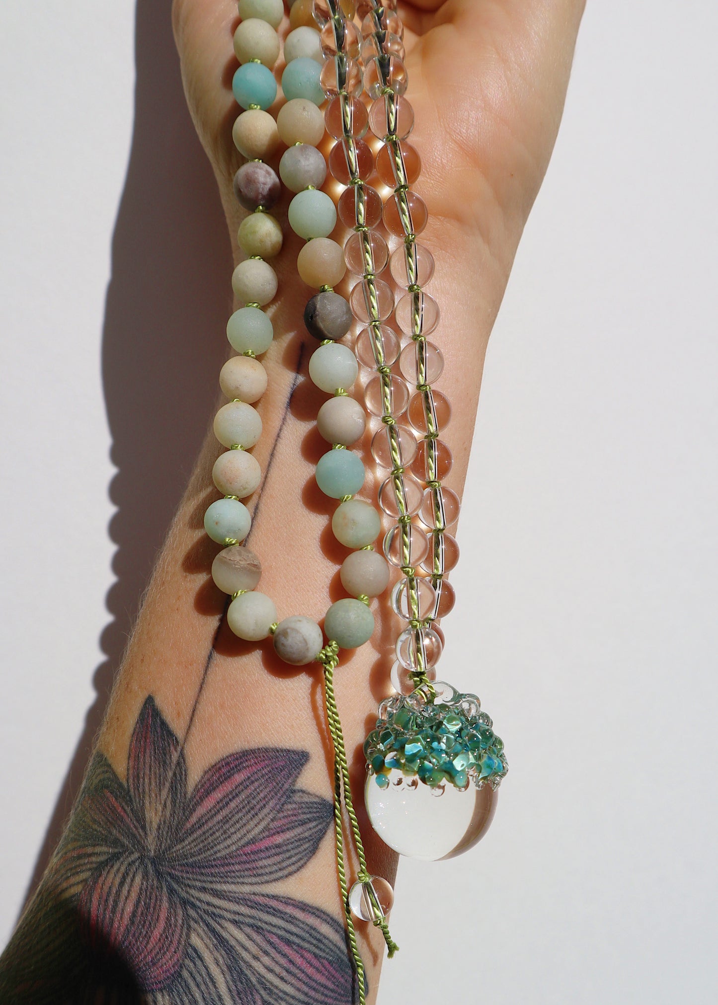 35% OFF SALE - Crystal Ball Mala Necklace - Amazonite