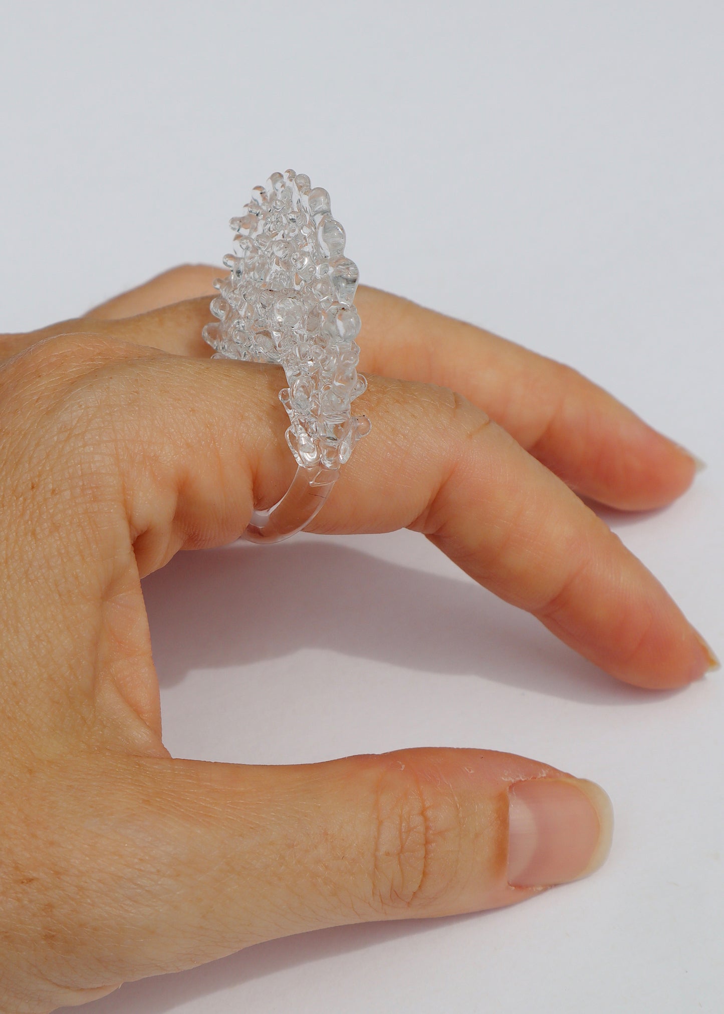 35% OFF SALE - Large Clear Textured Statement Ring // Size 9