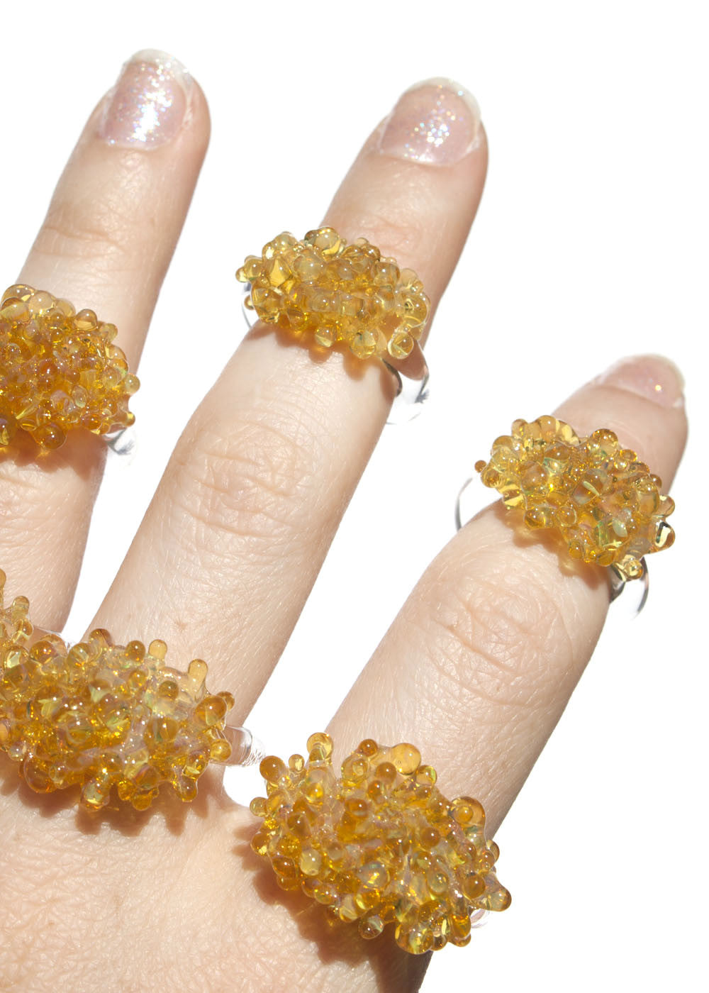 Glass Cluster Ring - Sunshine Yellow