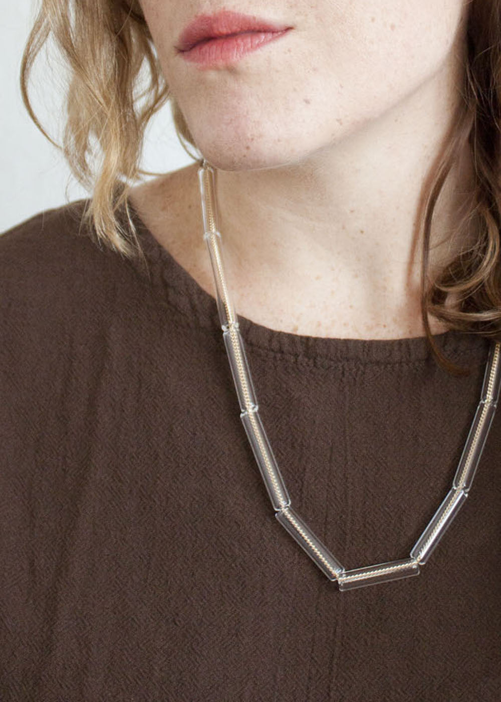 Multi Glass Tube Necklace - Clear