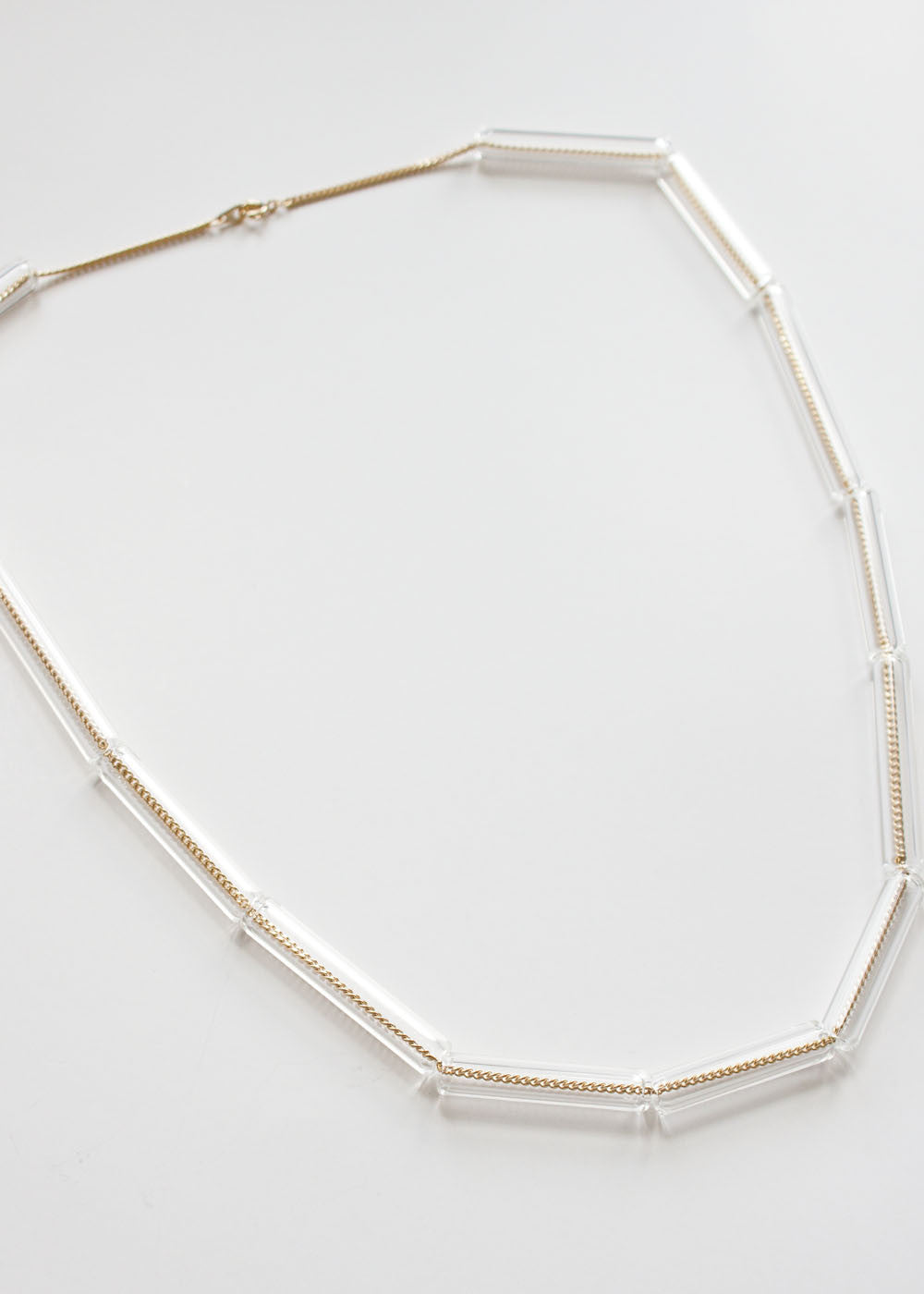 Multi Glass Tube Necklace - Clear