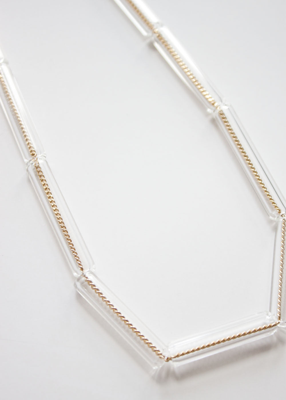 Multi Glass Tube Necklace - Clear
