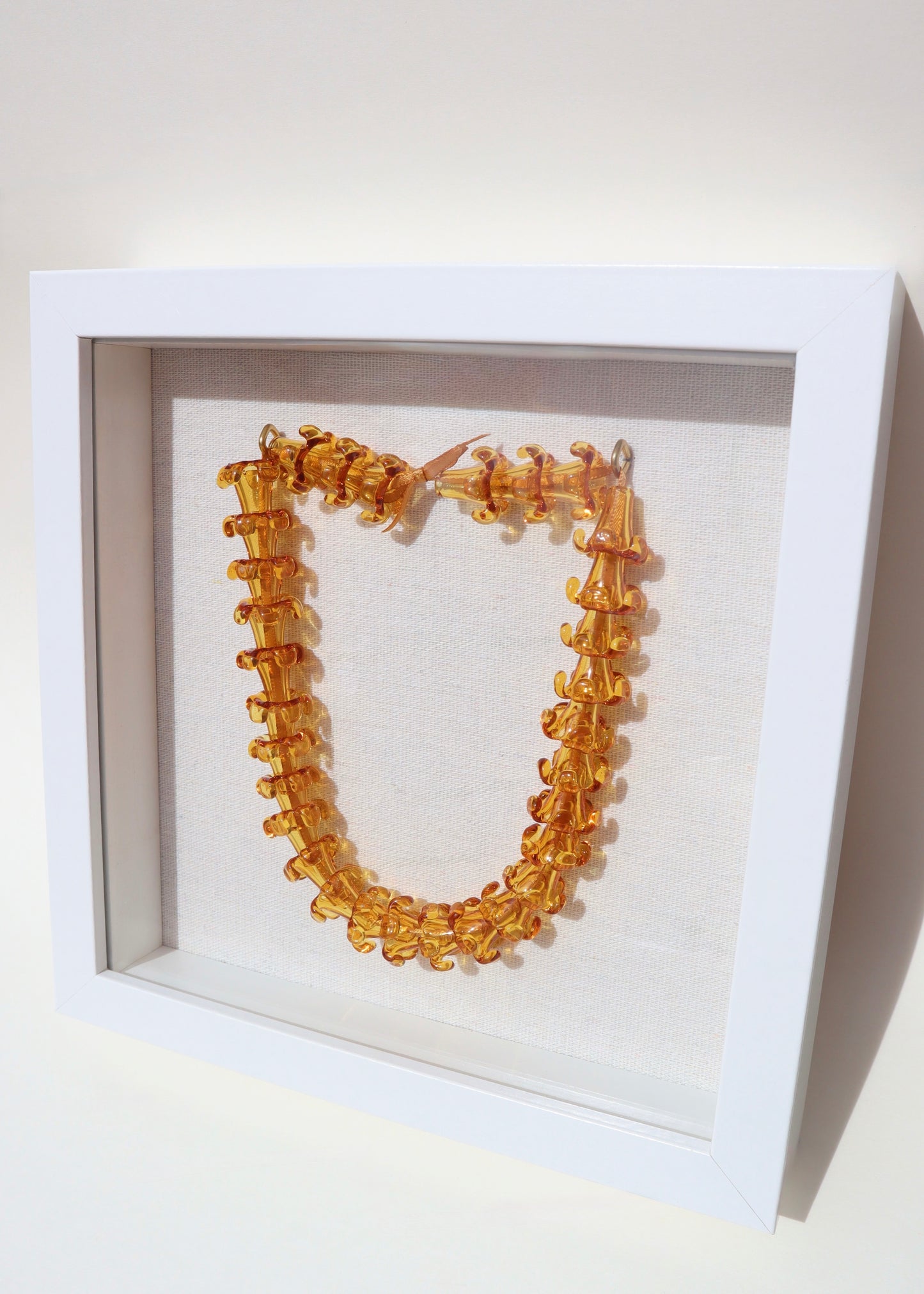 Puakenikeni Glass Lei in 9" x 9" Shadowbox
