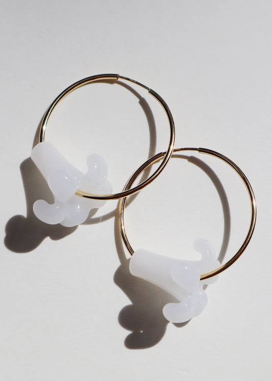 Perfectly Imperfect 40% OFF - White Puakenikeni Flower Hoop Earrings