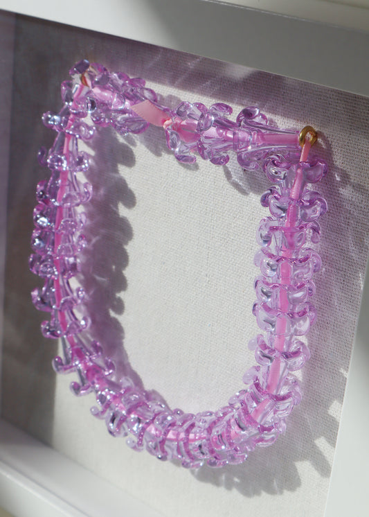 Perfectly Imperfect 40% OFF - Purple Puakenikeni Glass Lei in 9" x 9" Shadowbox