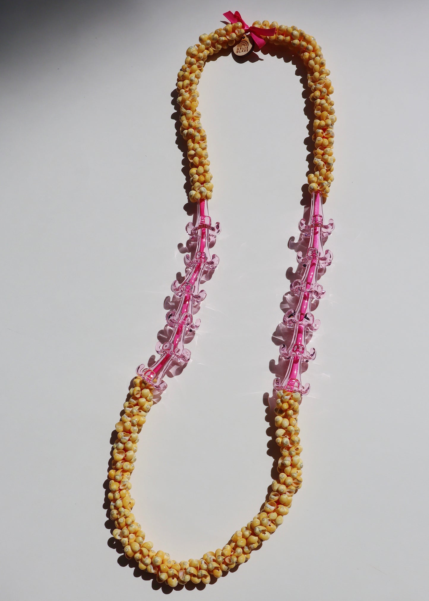 Perfectly Imperfect 40% OFF - Pink Glass Puakenikeni Mongo Shell Lei with 12 Pua