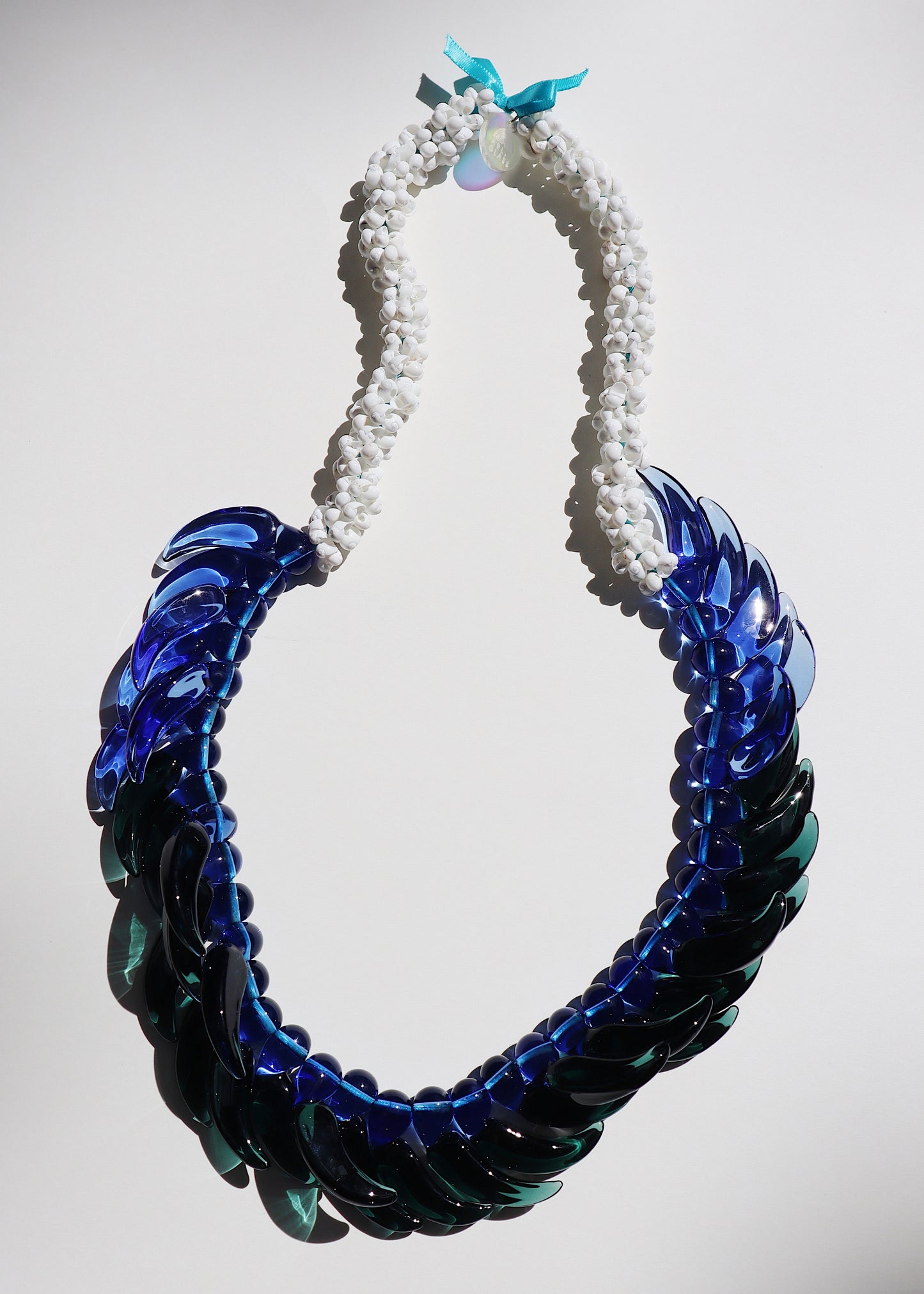 Perfectly Imperfect 40% OFF - Glass Blue Jade Mongo Shell Lei with 36 Pua