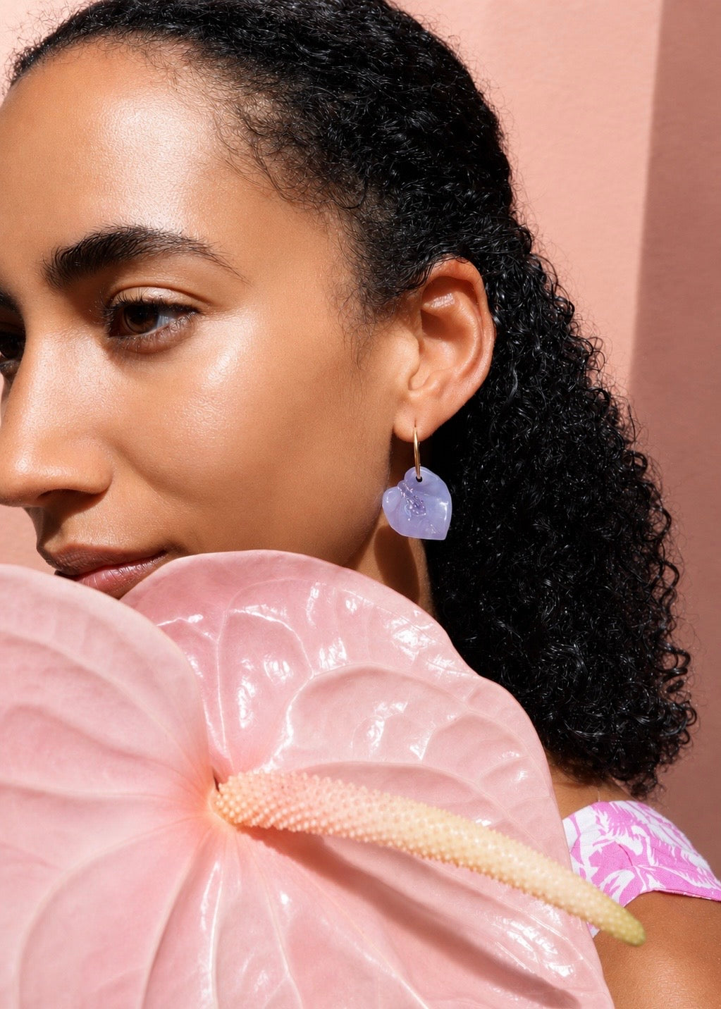 Anthurium Flower Hoop Earrings