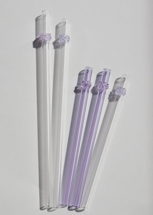 Perfectly Imperfect 40% OFF - Glass Straws - Clear & Purple Set