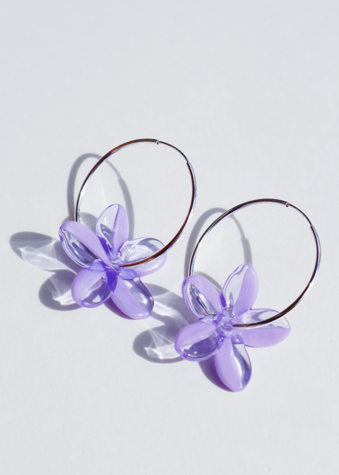 Perfectly Imperfect 40% OFF - Plumeria Sterling Silver Hoop Earrings Purple