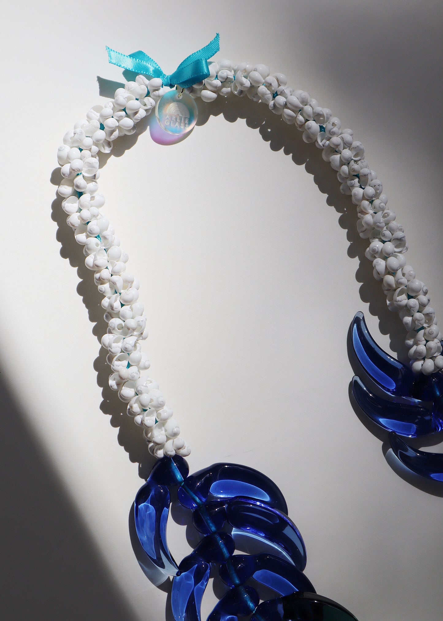Perfectly Imperfect 40% OFF - Glass Blue Jade Mongo Shell Lei with 36 Pua