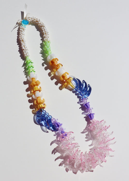 Over The Rainbow Glass Pua Collection Lei with 59 Glass Pua