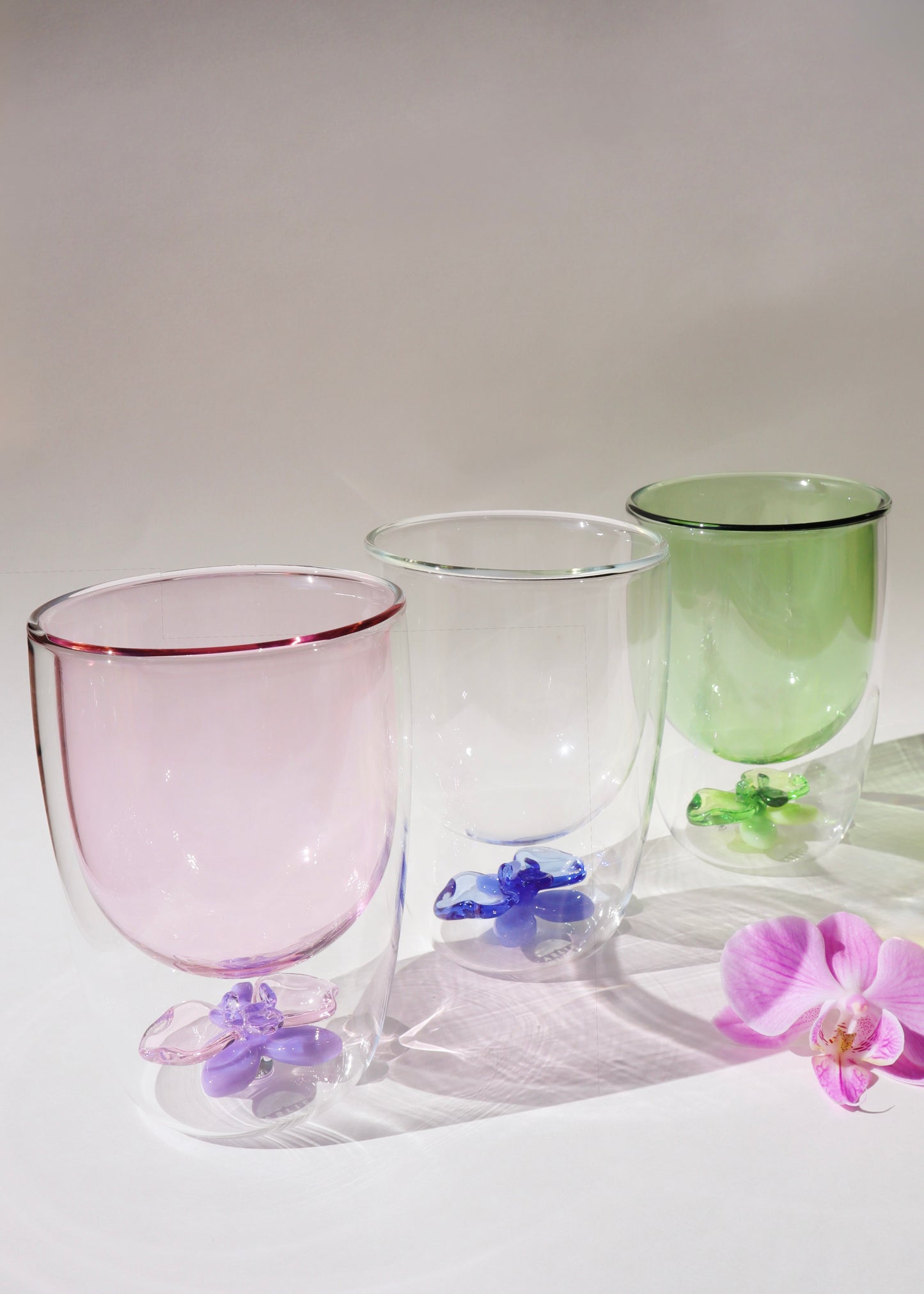 Orchid Glass Tumbler Cup