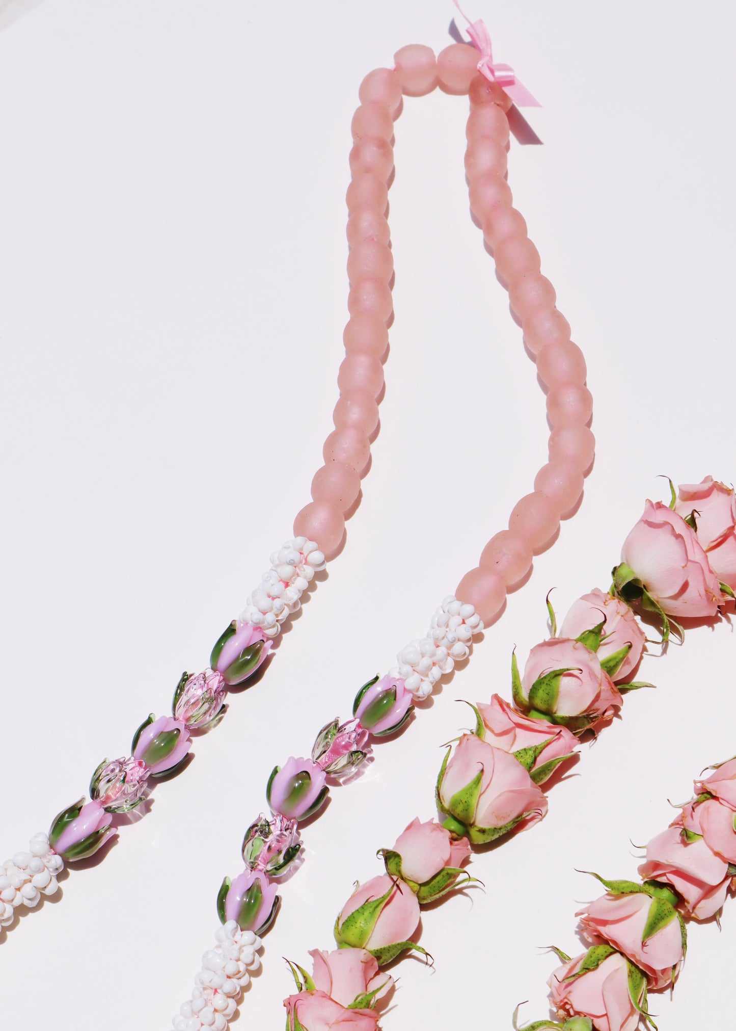 Lokelani Rose Mongo Shell Lei with 10 Glass Pua