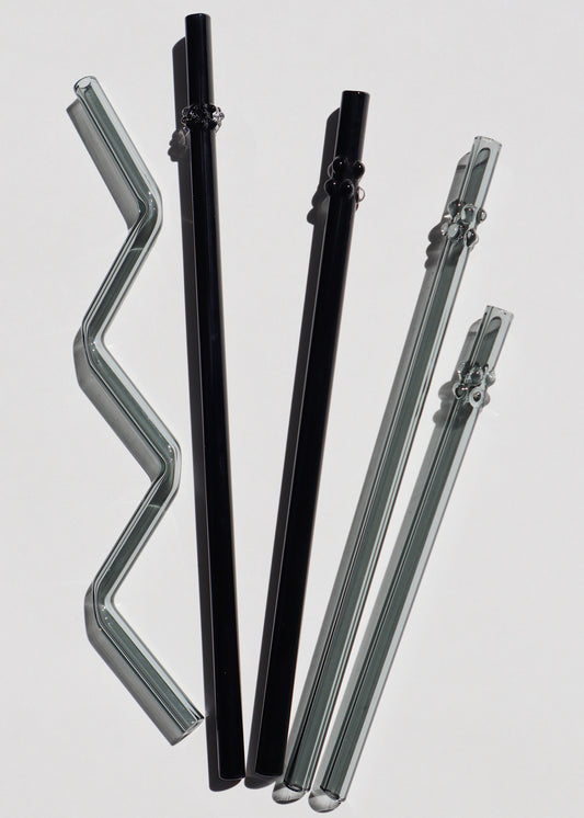 Perfectly Imperfect 40% OFF - Glass Straws - Black & Gray Mixed Set