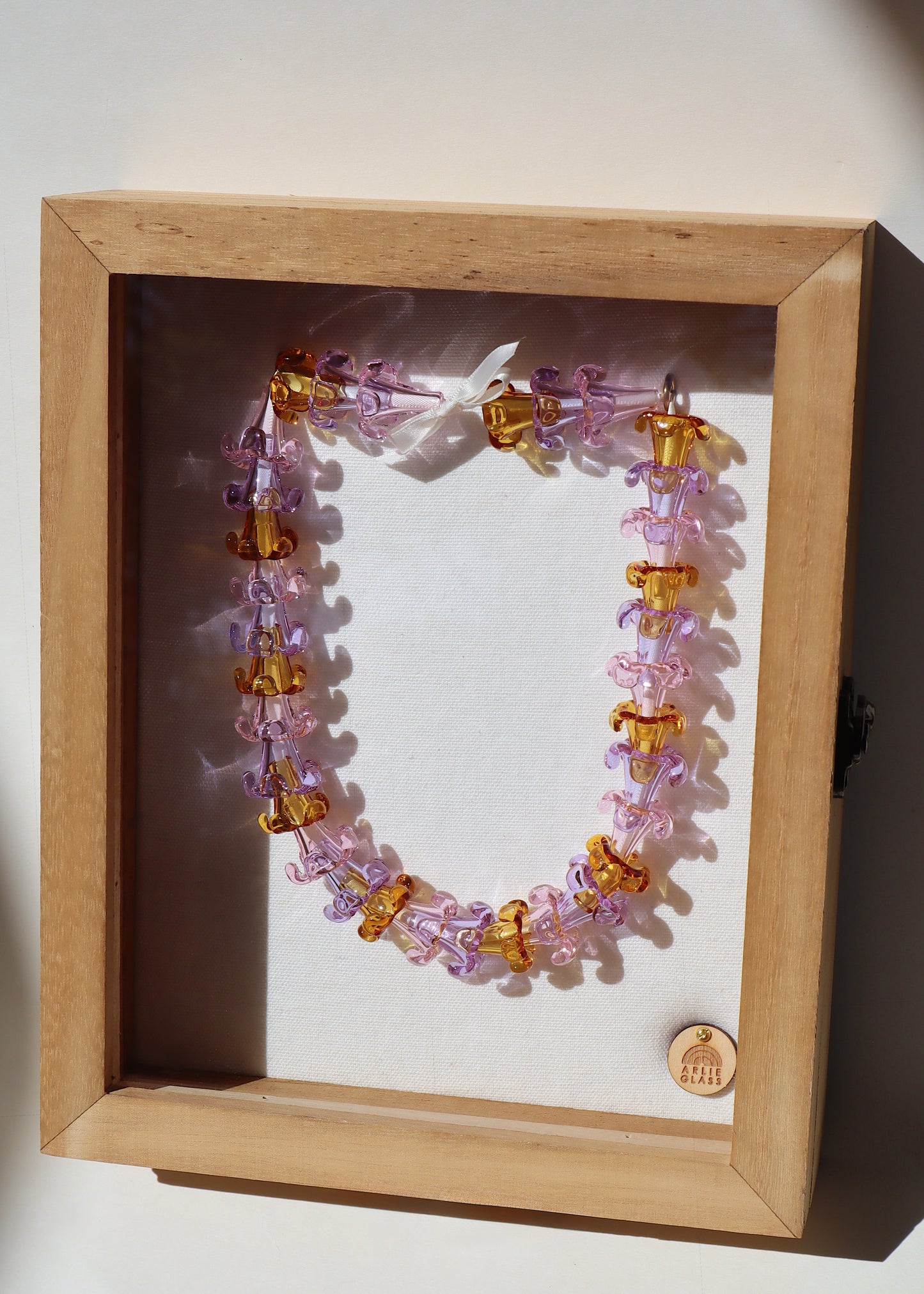 Perfectly Imperfect 40% OFF - Mixed Puakenikeni Glass Lei in 8" x 10" Shadowbox