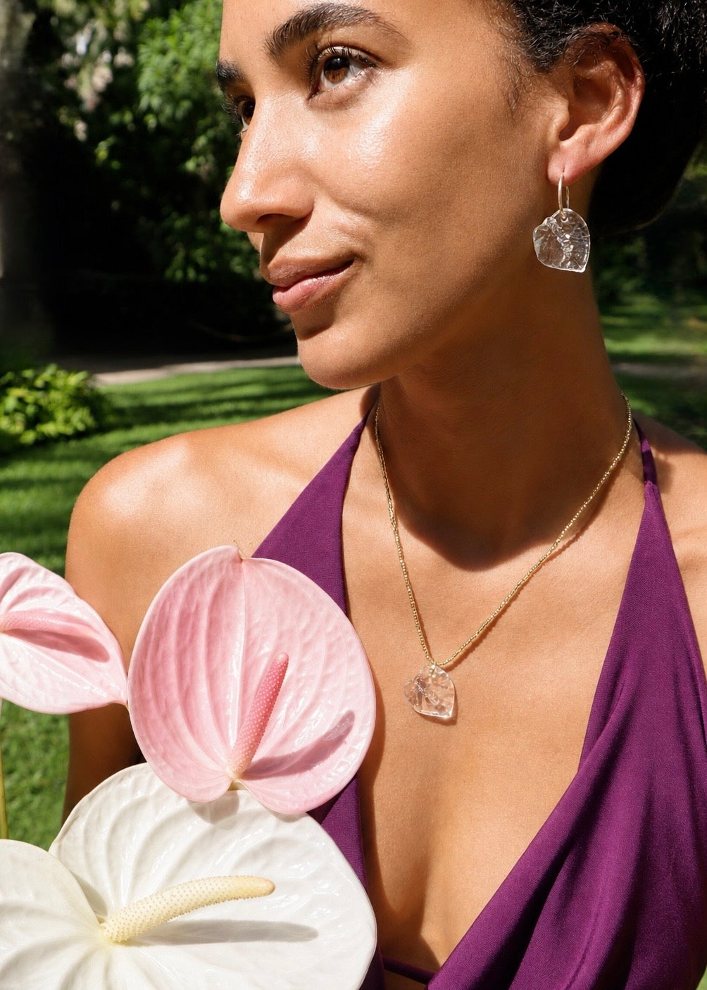 Anthurium Flower Hoop Earrings
