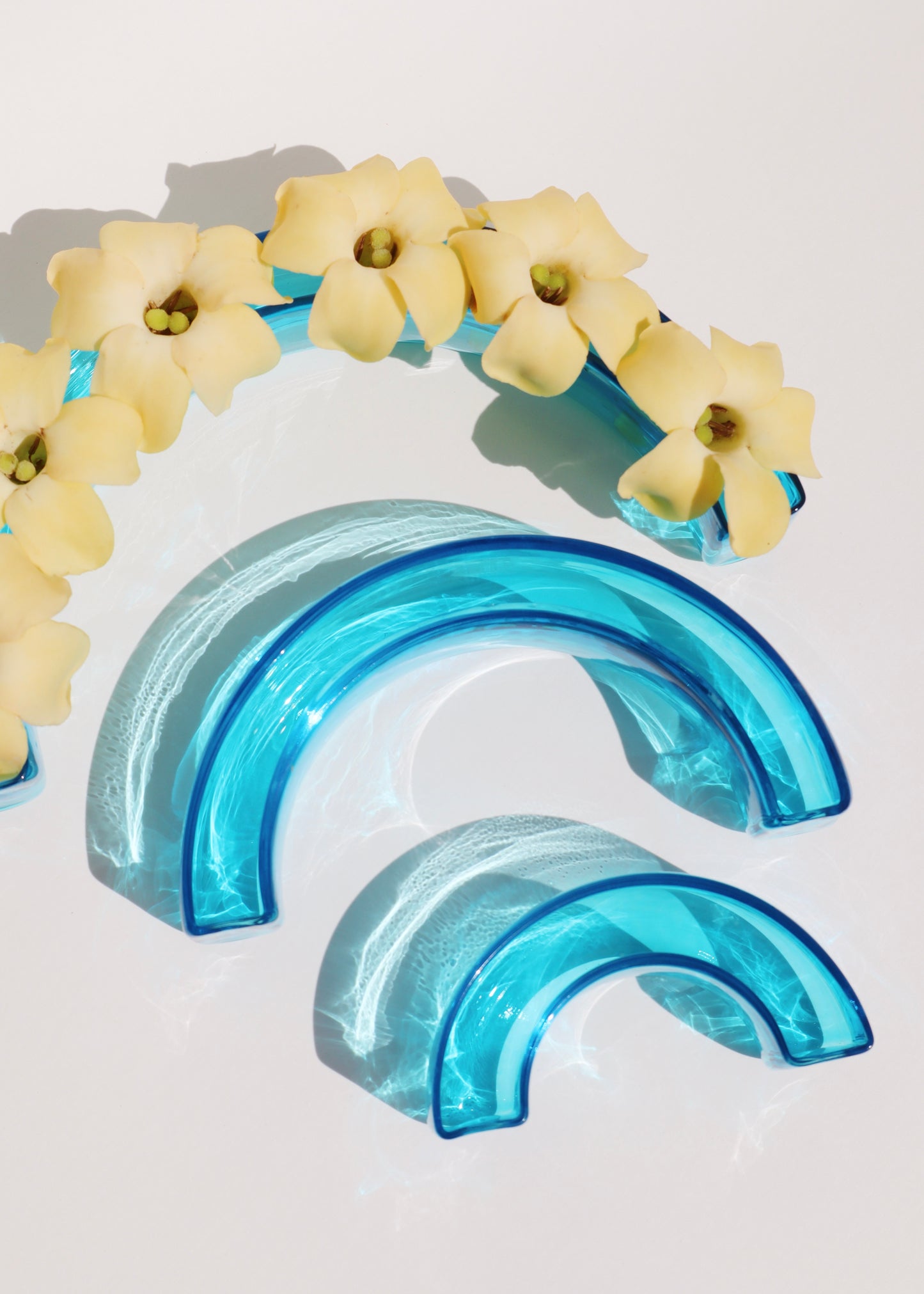 Stackable Glass Rainbow Pua Vase Set - Blue