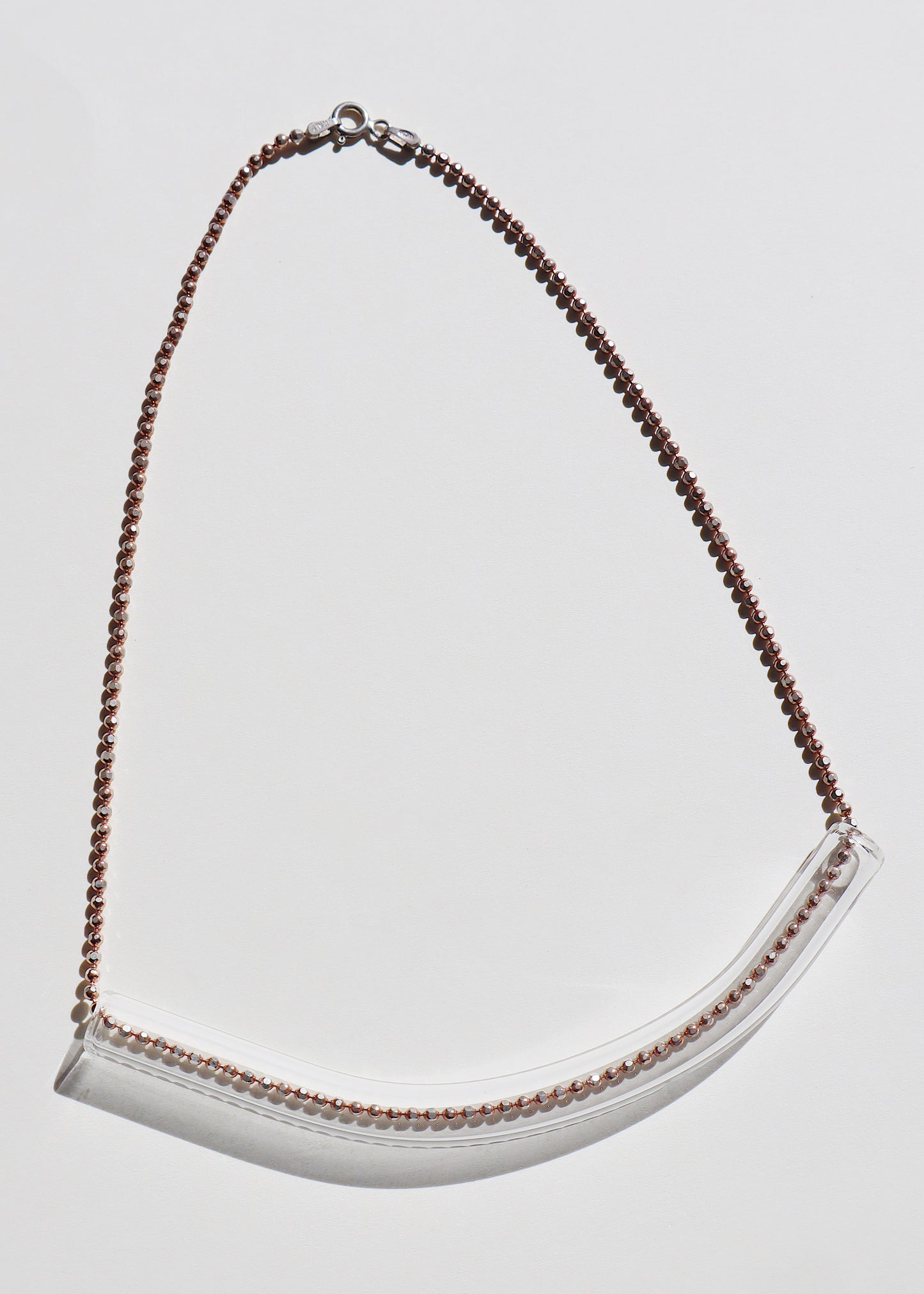 FROM THE ARCHIVES - Clear Tube Necklace on Rose Gold & Sterling 16"