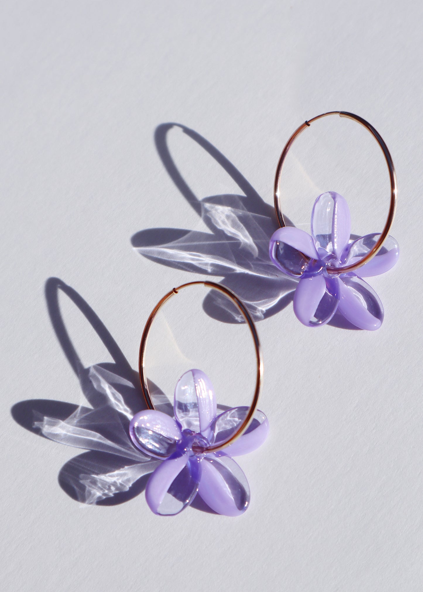 Pua Melia Plumeria Hoop Earrings in Mixed Purple