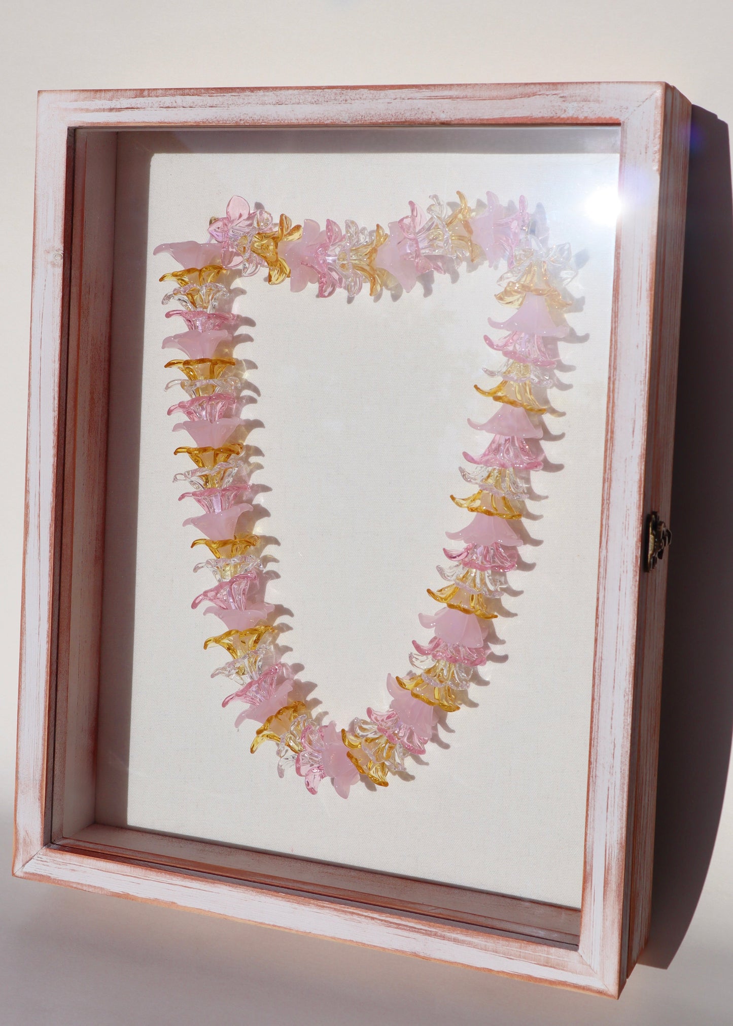 Mixed Glass Pua Melia Plumeria 13” x 16" Shadowbox