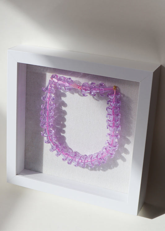 Perfectly Imperfect 40% OFF - Purple Puakenikeni Glass Lei in 9" x 9" Shadowbox