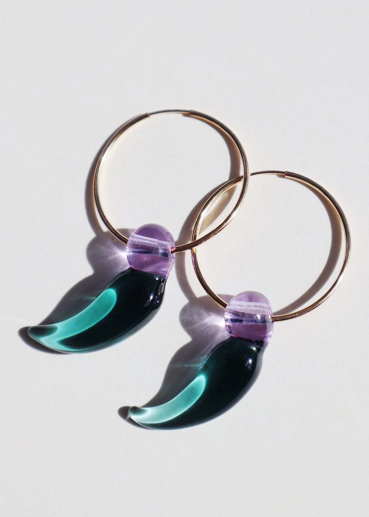 Blue Jade Bud Hoop Earrings