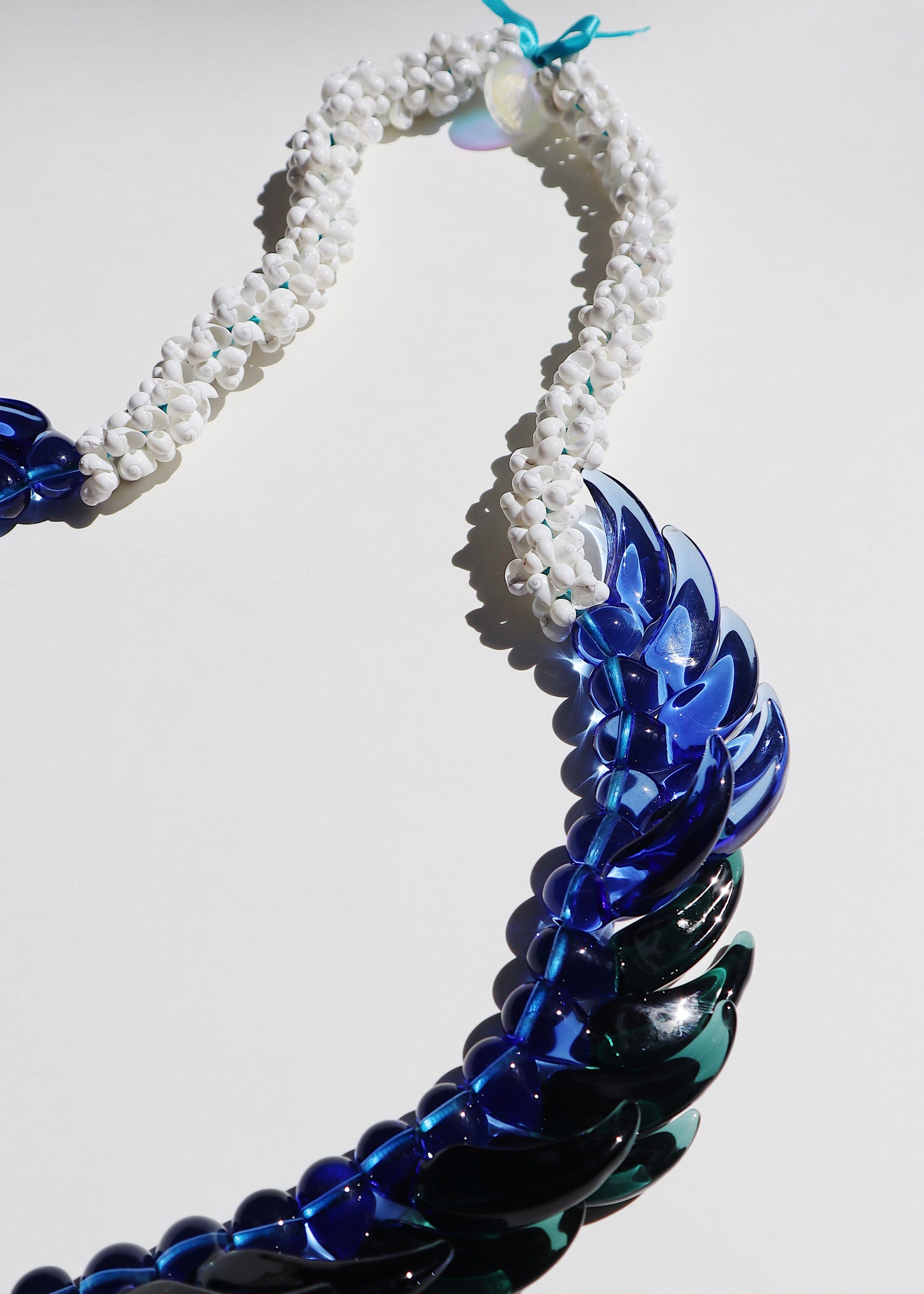 Perfectly Imperfect 40% OFF - Glass Blue Jade Mongo Shell Lei with 36 Pua