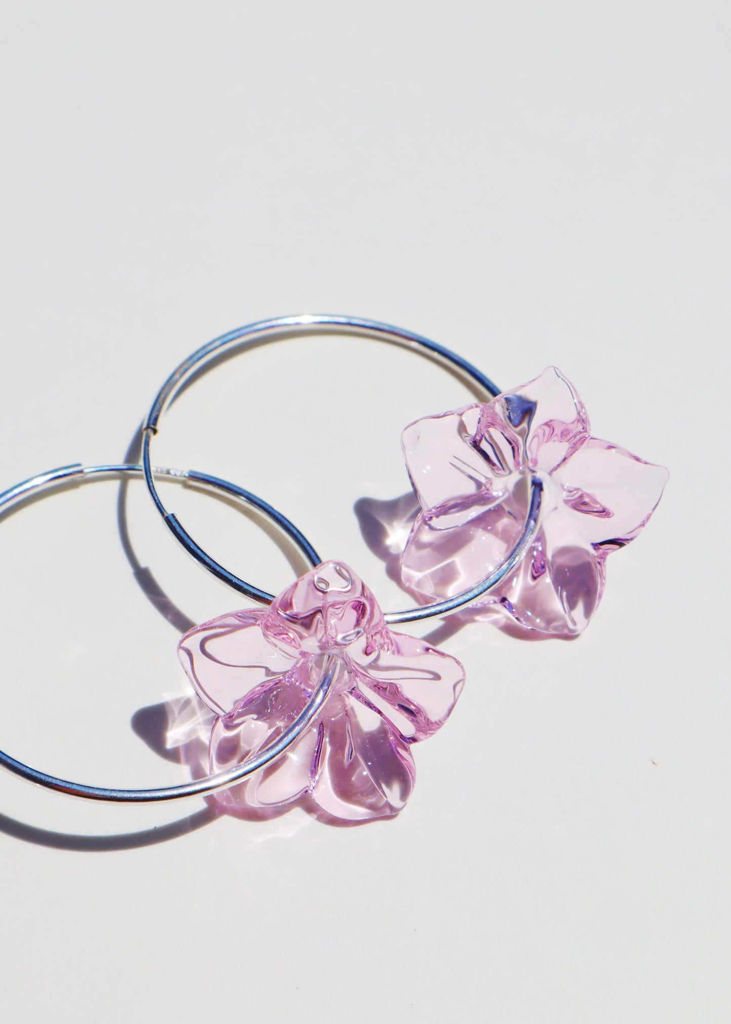 Perfectly Imperfect 35% OFF - Pua Melia Plumeria Sterling Silver Hoop Earrings Pink