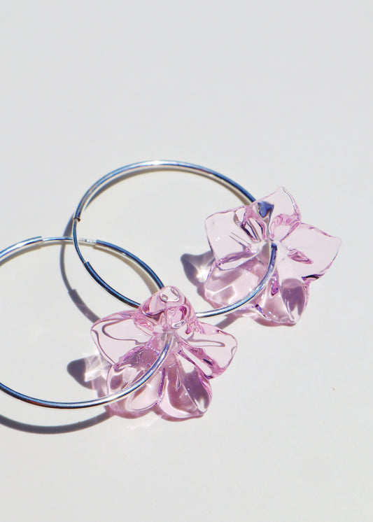 Perfectly Imperfect 35% OFF - Pua Melia Plumeria Hoop Earrings Baby Pink