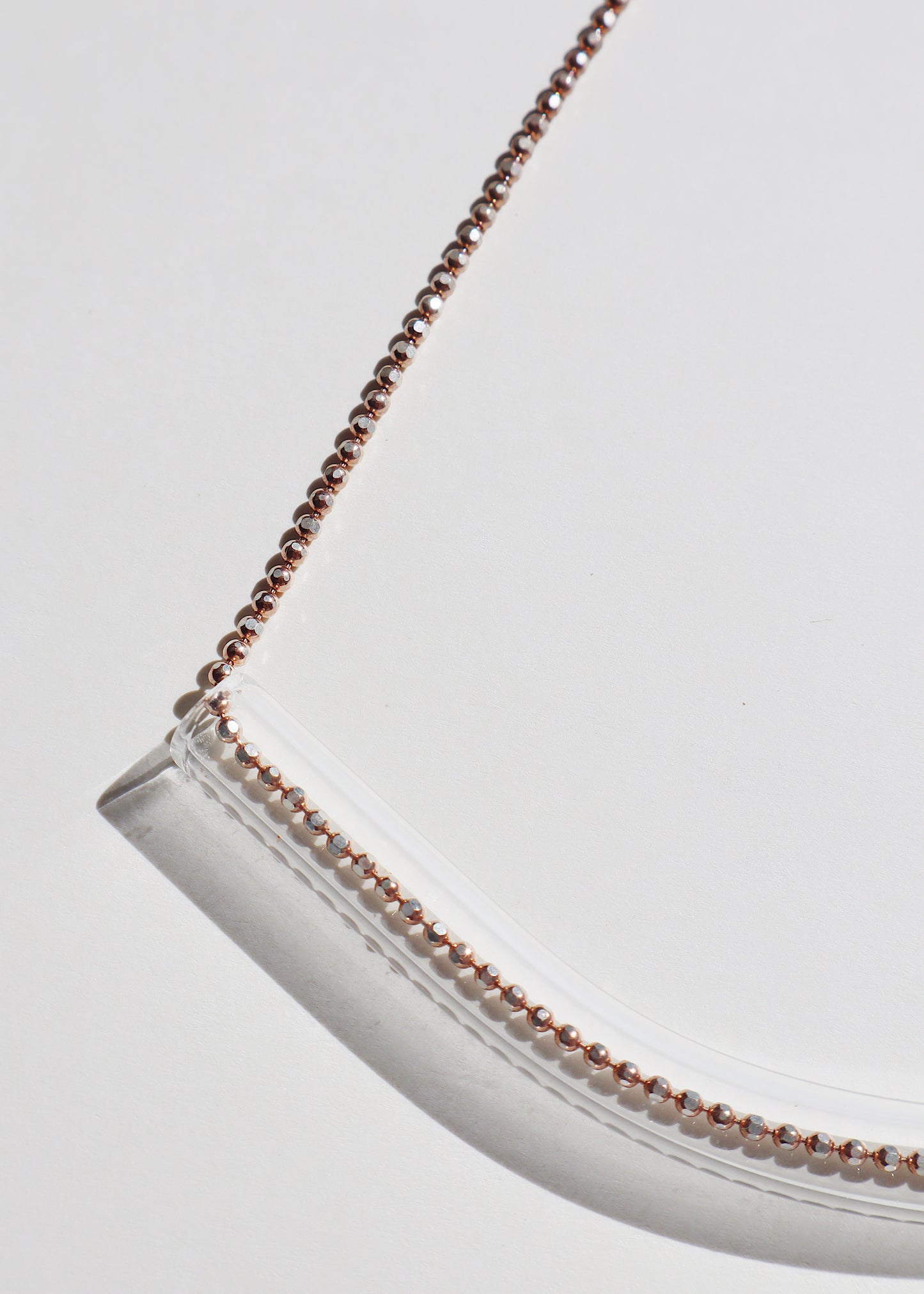 FROM THE ARCHIVES - Clear Tube Necklace on Rose Gold & Sterling 16"