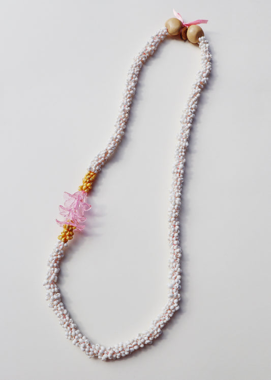 Perfectly Imperfect 40% OFF - Glass Pua Melia Plumeria Mongo Shell Lei with 3 Pua