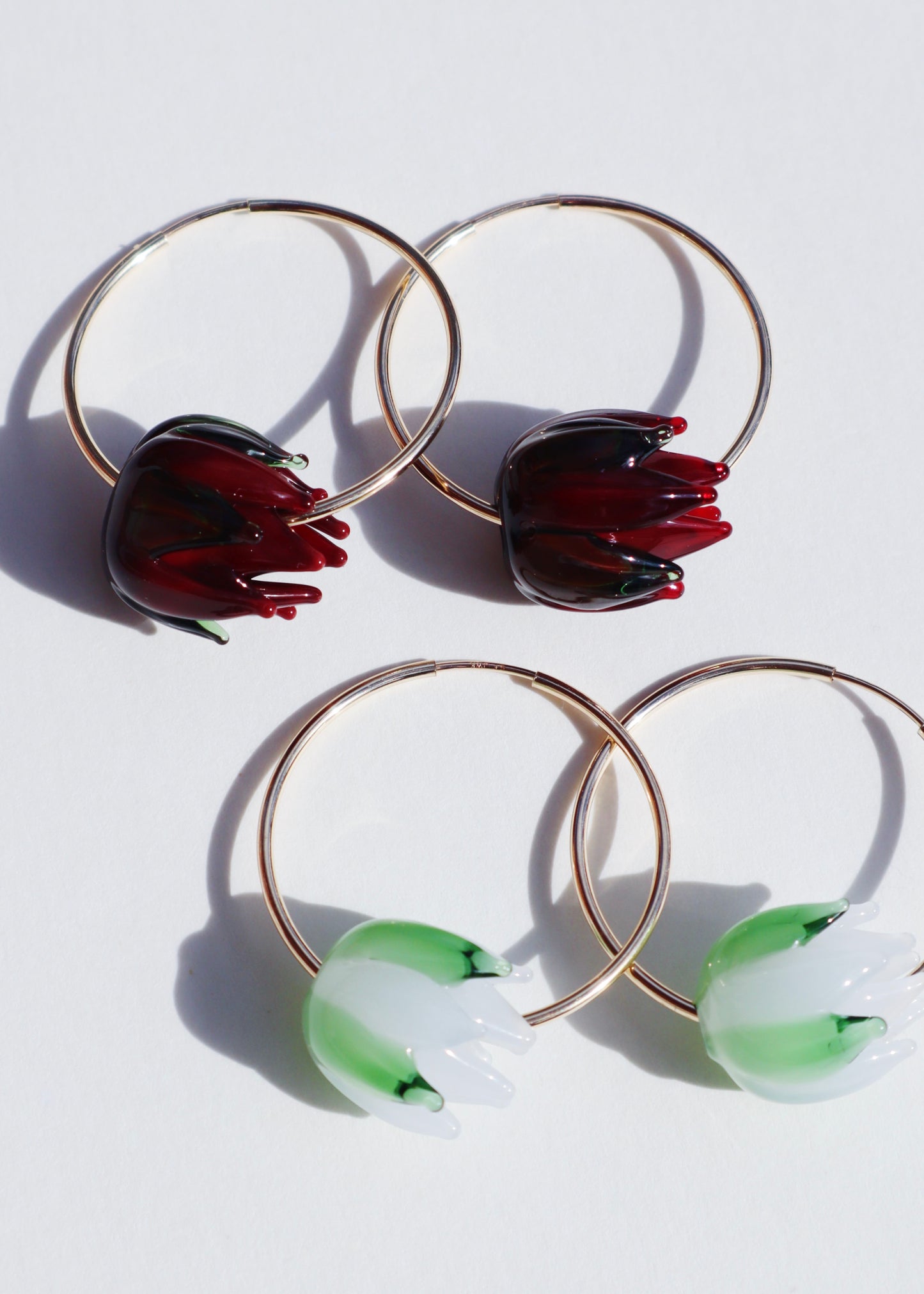 Perfectly Imperfect 40% OFF - Lokelani Rose Gold Filled Hoop Earrings Red & White