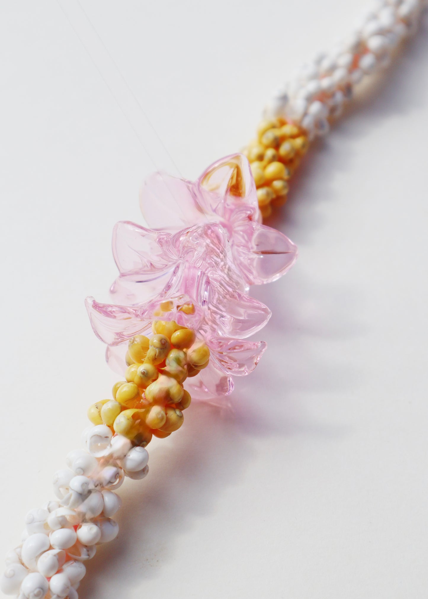 Perfectly Imperfect 40% OFF - Glass Pua Melia Plumeria Mongo Shell Lei with 3 Pua