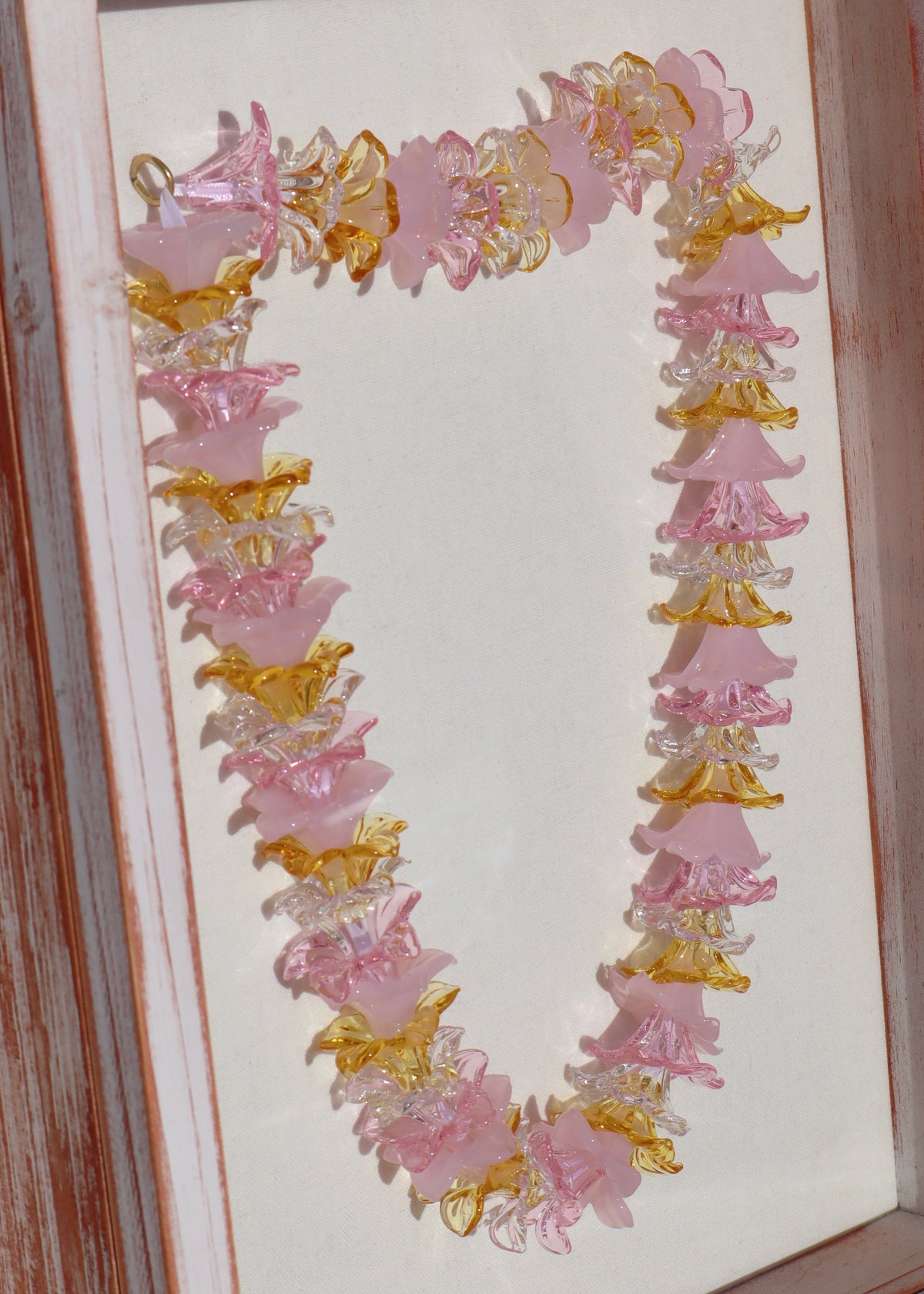 Mixed Glass Pua Melia Plumeria 13” x 16" Shadowbox