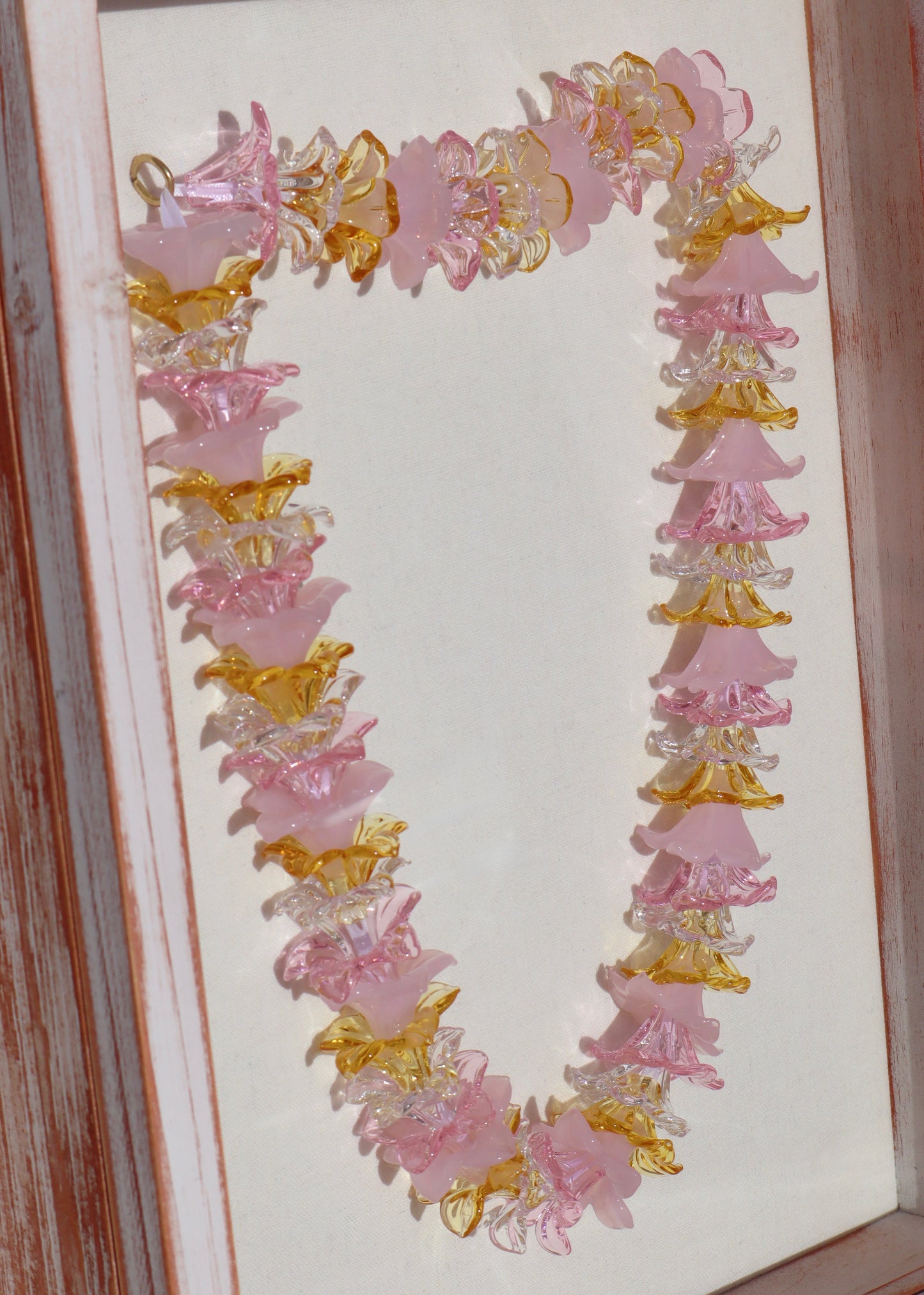 Mixed Glass Pua Melia Plumeria 13” x 16" Shadowbox