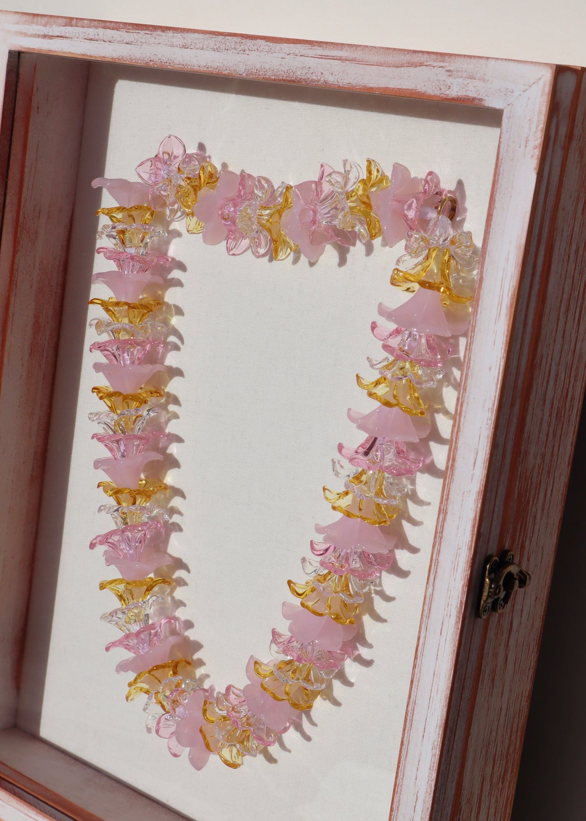 Mixed Glass Pua Melia Plumeria 13” x 16" Shadowbox