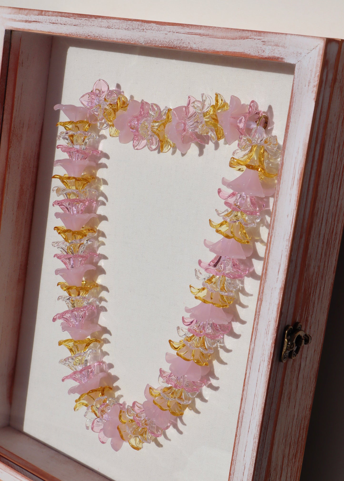 Mixed Glass Pua Melia Plumeria 13” x 16" Shadowbox