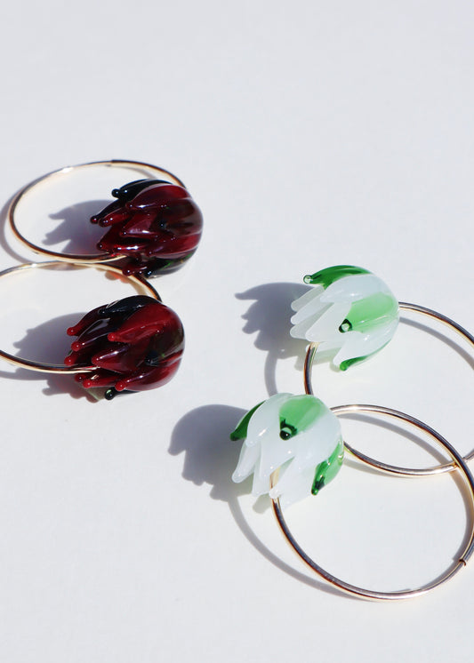 Perfectly Imperfect 40% OFF - Lokelani Rose Gold Filled Hoop Earrings Red & White