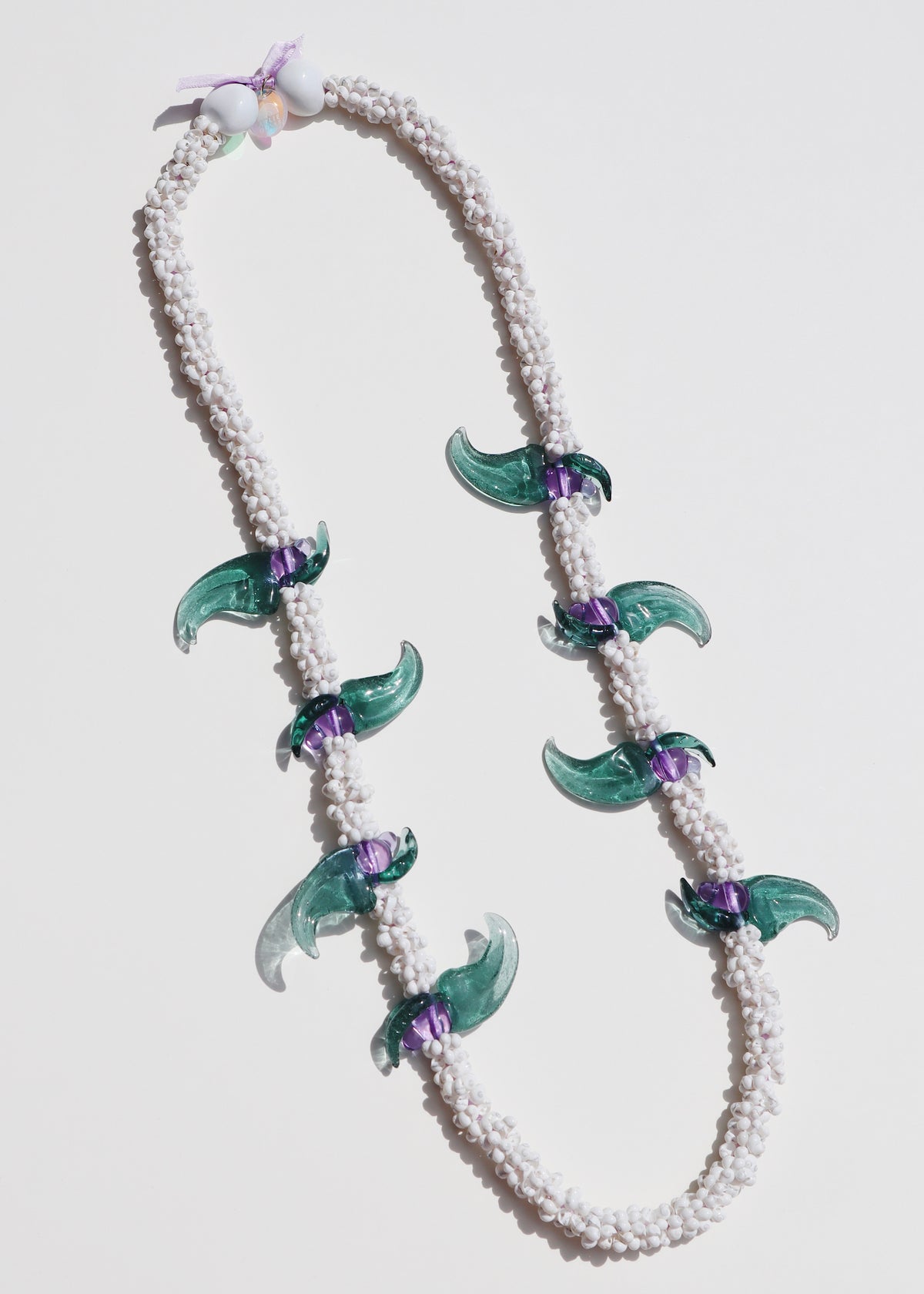 LIMITED EDITION COLOR ~ Blue Jade Mongo Shell Lei with 8 Pua