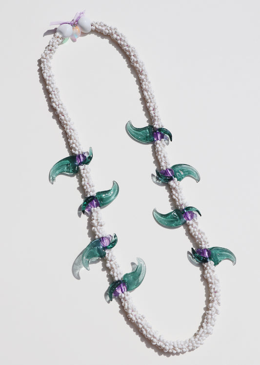 LIMITED EDITION COLOR ~ Blue Jade Mongo Shell Lei with 8 Pua