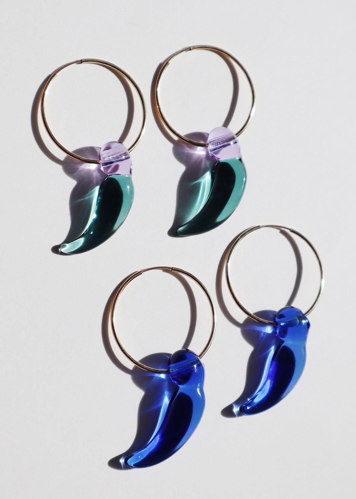 Blue Jade Bud Hoop Earrings