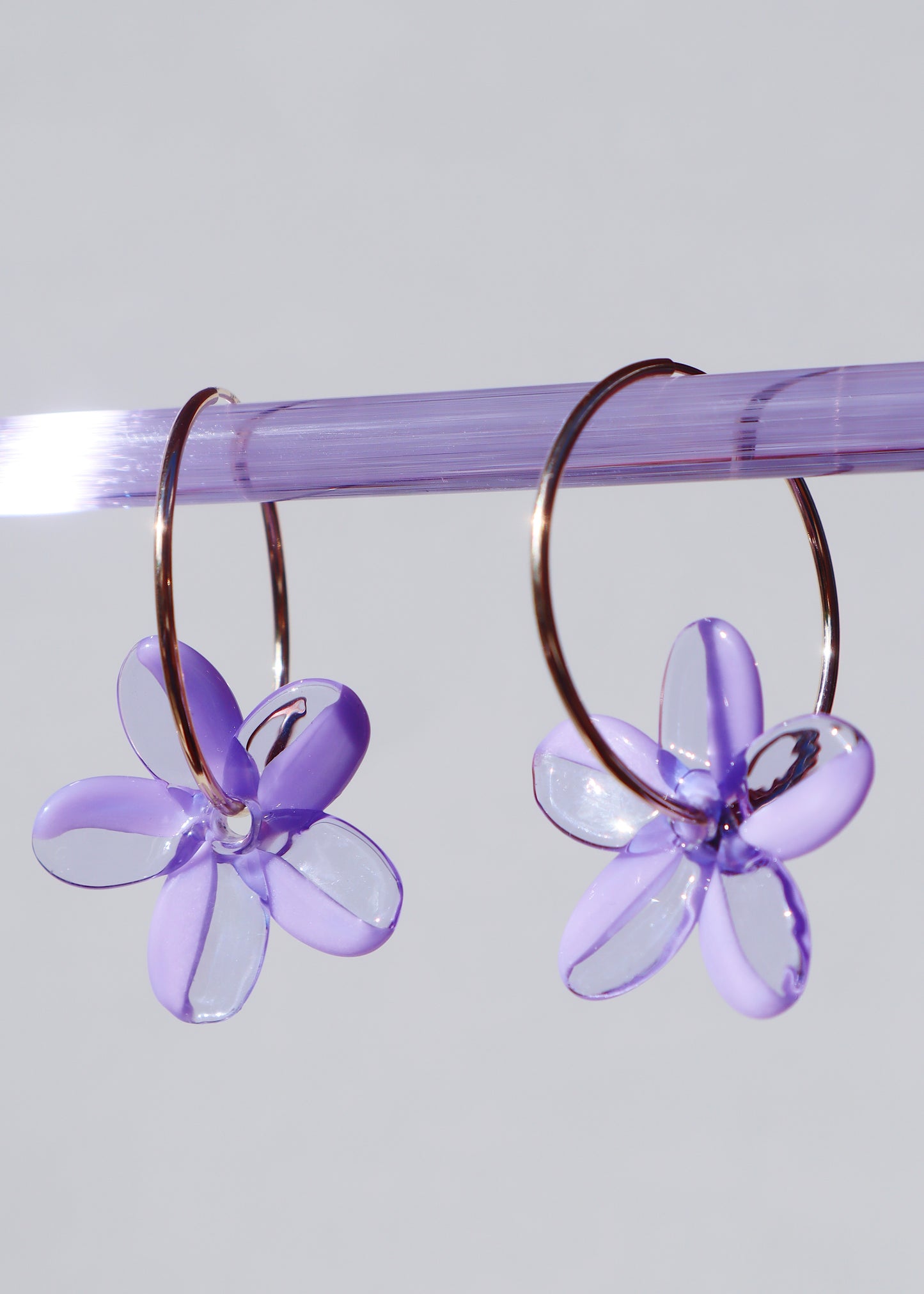 Pua Melia Plumeria Hoop Earrings in Mixed Purple
