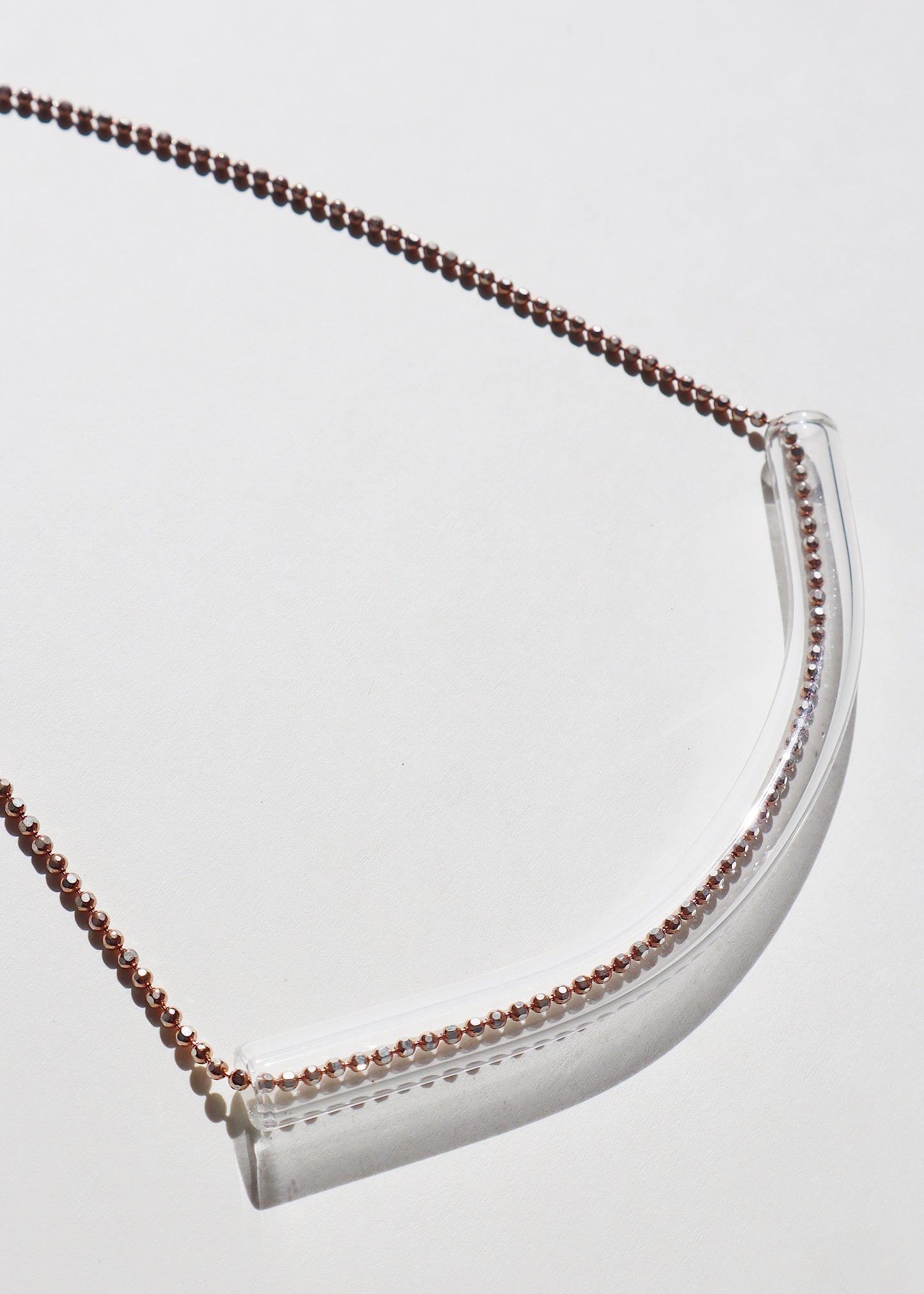 FROM THE ARCHIVES - Clear Tube Necklace on Rose Gold & Sterling 16"