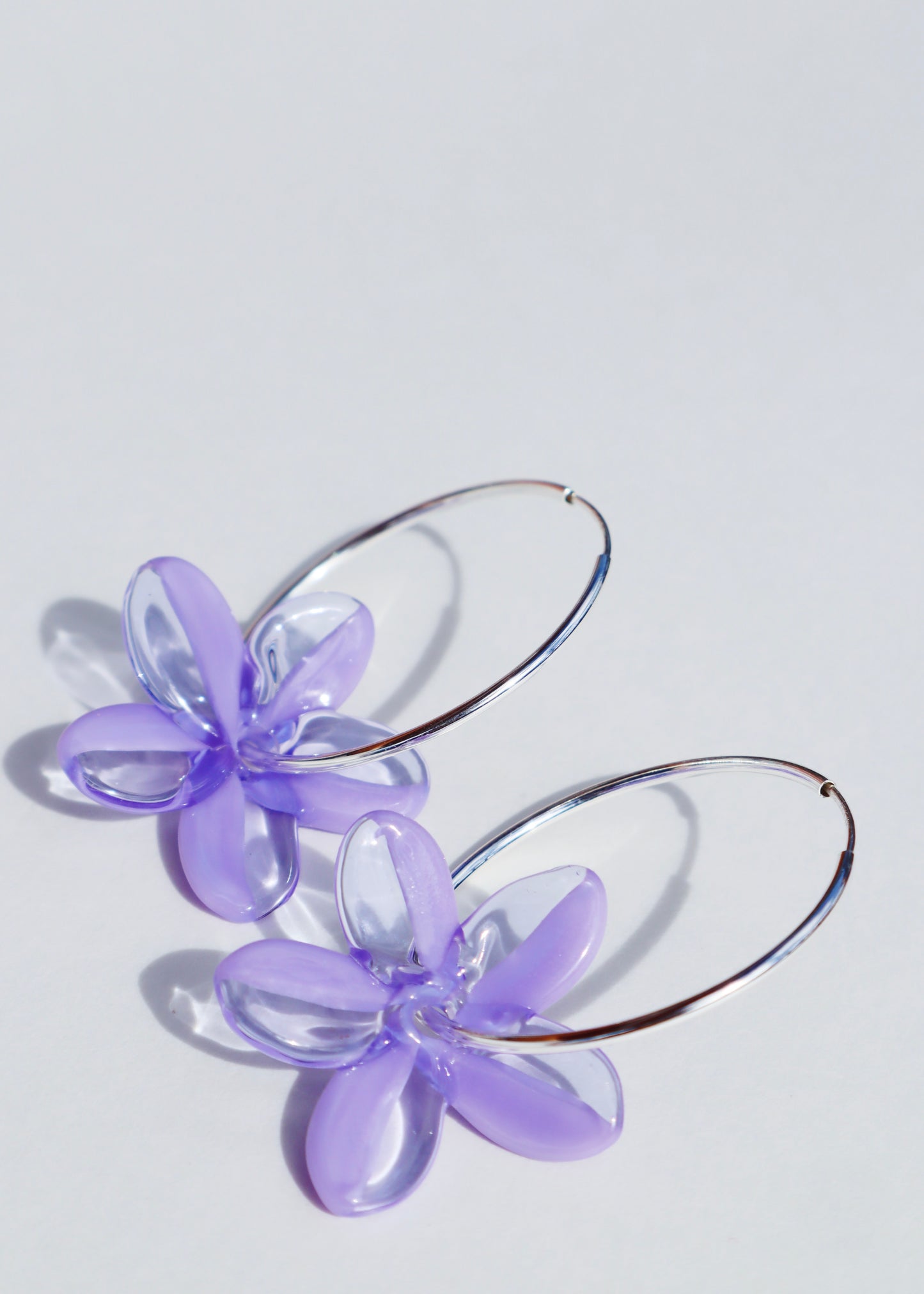Perfectly Imperfect 40% OFF - Plumeria Sterling Silver Hoop Earrings Purple