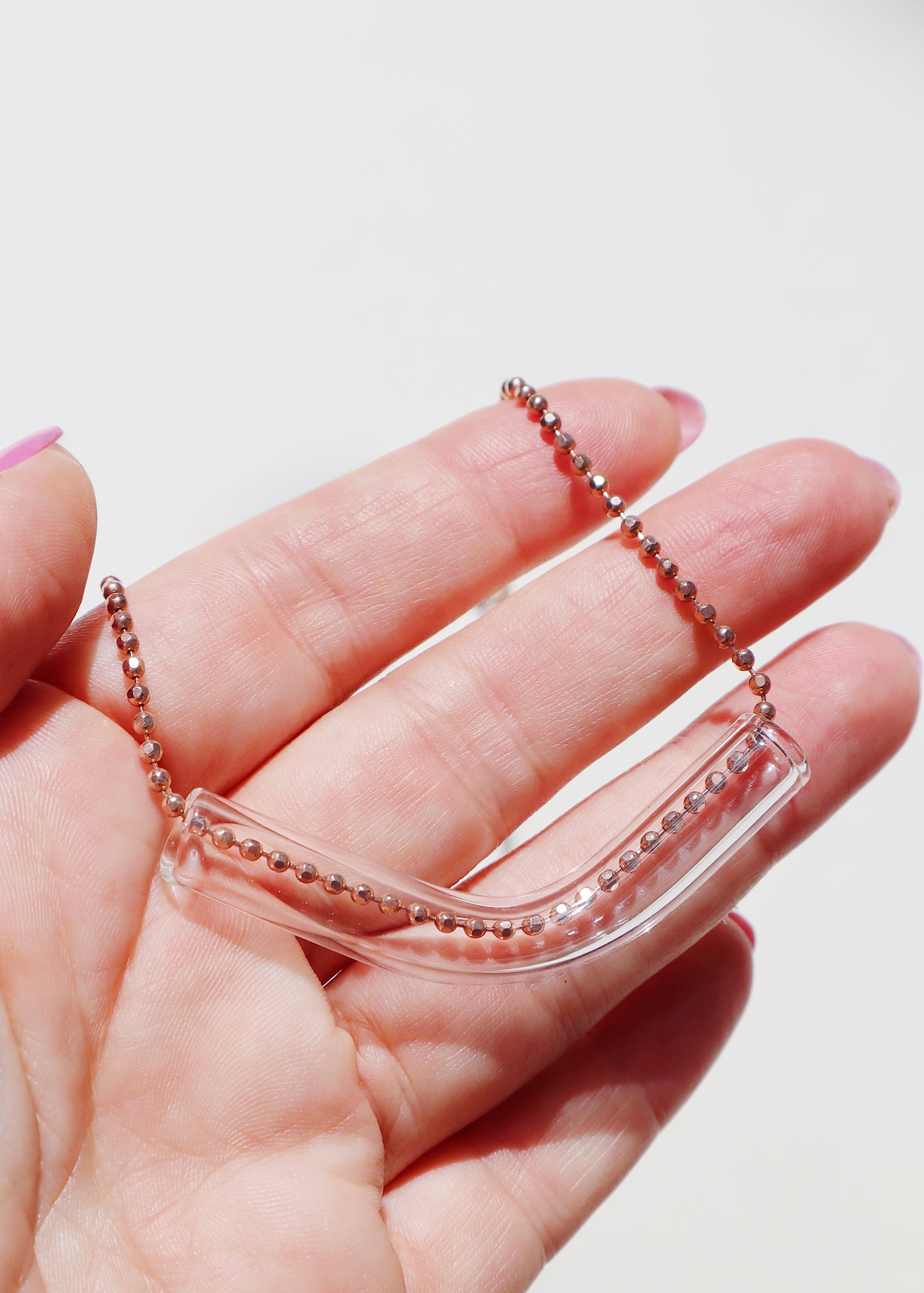 FROM THE ARCHIVES - Clear Tube Necklace on Rose Gold 18"