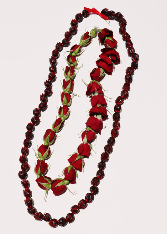 Full Glass Lokelani Rose Lei with 62 Pua