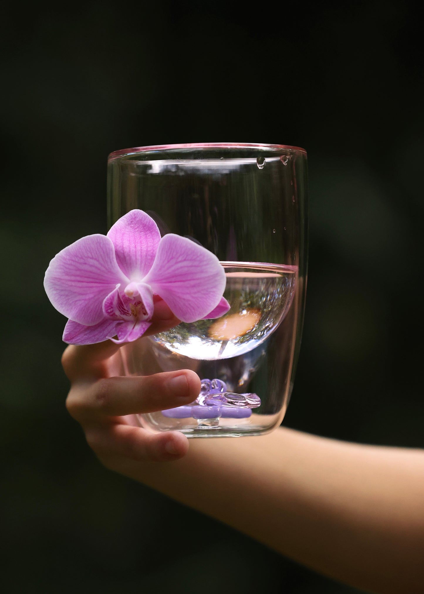 Orchid Glass Tumbler Cup