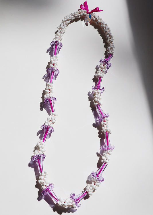 Perfectly Imperfect 40% OFF - Purple Glass Puakenikeni Mongo Shell Lei with 12 Pua